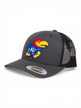 Kansas Jayhawks 3D YP Snapback Trucker Hat- Charcoal/ Black
